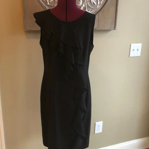 Calvin Klein Dresses Calvin Klein Black Ruffle Dress Poshmark